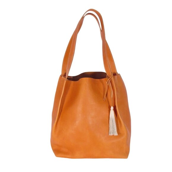 PENNYROYAL $650 XL Whiskey Leather Bucket Tote Bag - Hand Made in Sonoma, USA - Picture 3 of 8